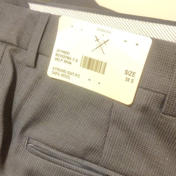 Strong Suit 38S 31w navy microcheck slim fit tailored soft tailoring 100% wool - Picture 9 of 12